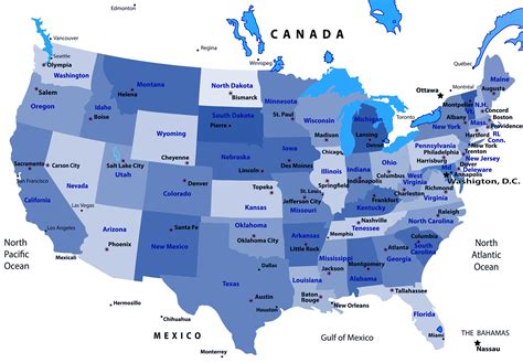 USA : States and Major Cities .